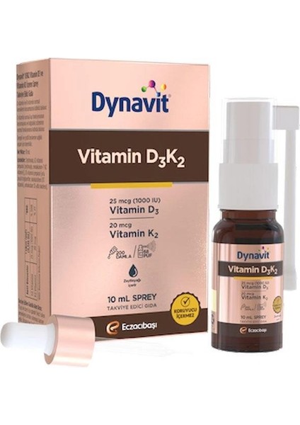 Vitamin D3K2 Takviye Edici Gıda Sprey 10 ml