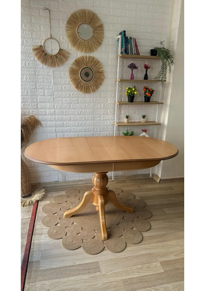 Concept Baba Ayaklı Masa Ahşap Oval Naturel Renkli Açılır Masa (Boy 80 cm /en 120 cm ) indirimleri