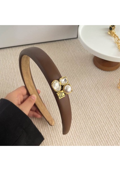 Ilkbahar ve Yaz Şampanyası Maillard Yüksek Kafatası Saten Kafa Bandı, Üst Düzey Kadın Sünger Kafa Bandı, Yeni Geniş Kenarlı Saç Demeti Kafa Bandı (Yurt Dışından)