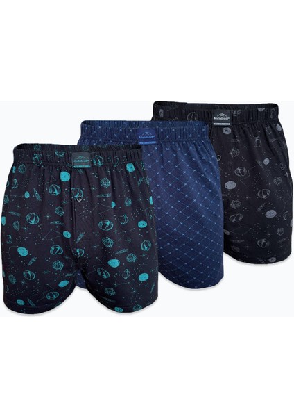 Erkek 3 Lü Premium Collection Desenli Geniş Kalıp Büyük Beden Modal Boxer 3M254