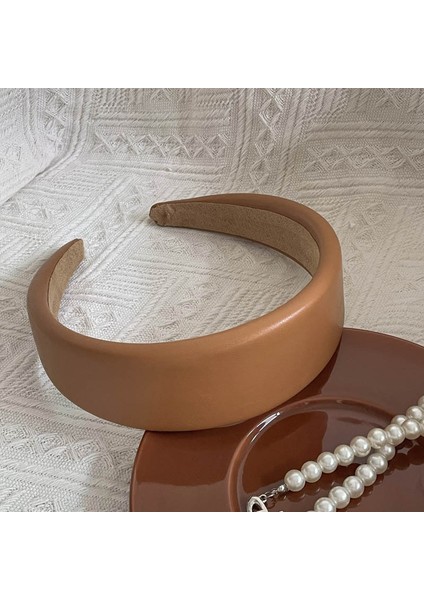 Ilkbahar ve Yaz Şampanyası Maillard Yüksek Kafatası Saten Kafa Bandı, Üst Düzey Kadın Sünger Kafa Bandı, Yeni Geniş Kenarlı Saç Demeti Kafa Bandı (Yurt Dışından)