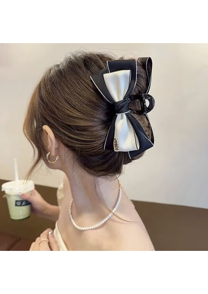 Oryantal Unsurlu Üst Düzey Saten Siyah Köpekbalığı Klipsli Başlık, Başın Arkasında Saç Tokası Kavrayıcı Dekorasyonu (Yurt Dışından)