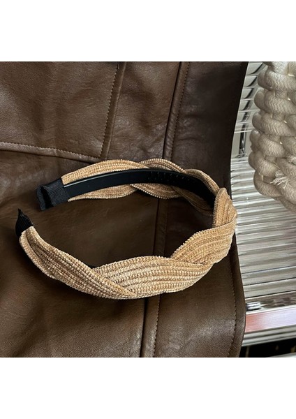 Ilkbahar ve Yaz Şampanyası Maillard Yüksek Kafatası Saten Kafa Bandı, Üst Düzey Kadın Sünger Kafa Bandı, Yeni Geniş Kenarlı Saç Demeti Kafa Bandı (Yurt Dışından)