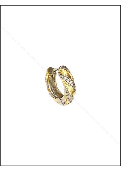 Duyarlılık Etiketi ve Zirkon Taşlı, Halka Model, Küpe 171, Kasa Altın Renk