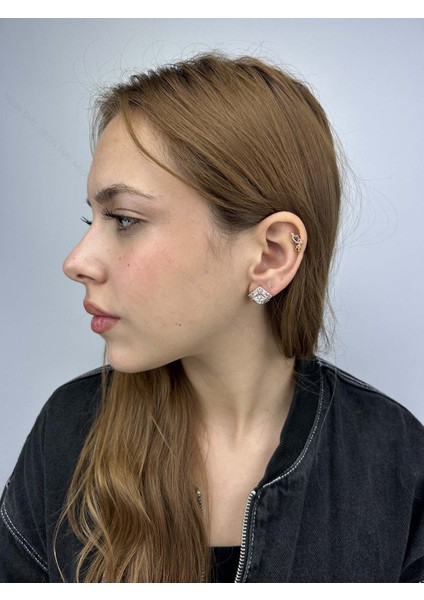 Duyarlılık Etiketi ve Zirkon Taşlı, Baget Model, Altın Kaplama Xuping Küpe 253, Vıp Ürün, Pembe (Rose) Renk
