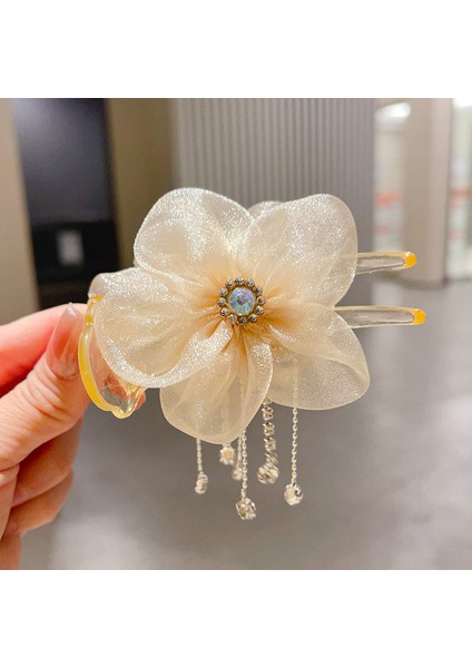 Oryantal Unsurlu Üst Düzey Saten Siyah Köpekbalığı Klipsli Başlık, Başın Arkasında Saç Tokası Kavrayıcı Dekorasyonu (Yurt Dışından)