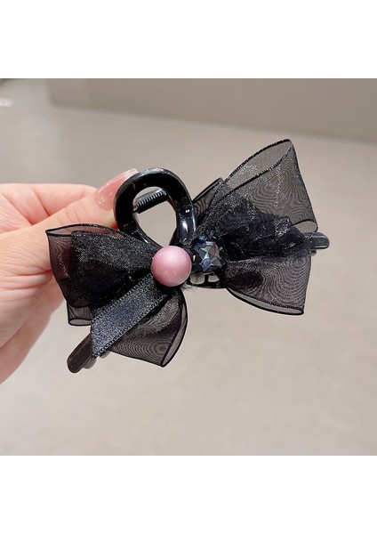 Oryantal Unsurlu Üst Düzey Saten Siyah Köpekbalığı Klipsli Başlık, Başın Arkasında Saç Tokası Kavrayıcı Dekorasyonu (Yurt Dışından)