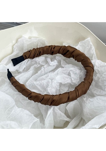 Ilkbahar ve Yaz Şampanyası Maillard Yüksek Kafatası Saten Kafa Bandı, Üst Düzey Kadın Sünger Kafa Bandı, Yeni Geniş Kenarlı Saç Demeti Kafa Bandı (Yurt Dışından)