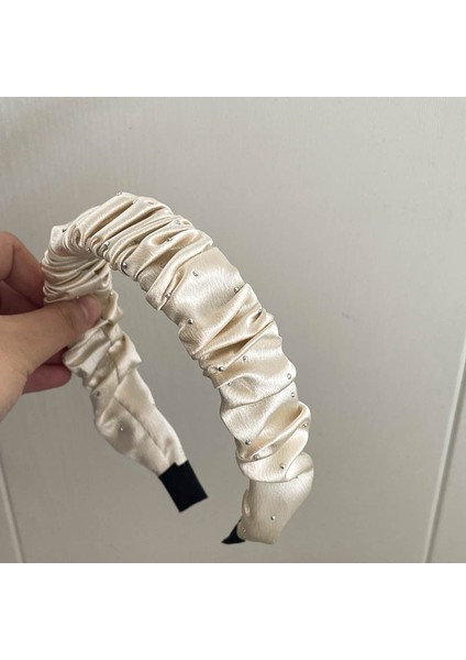 Ilkbahar ve Yaz Şampanyası Maillard Yüksek Kafatası Saten Kafa Bandı, Üst Düzey Kadın Sünger Kafa Bandı, Yeni Geniş Kenarlı Saç Demeti Kafa Bandı (Yurt Dışından)