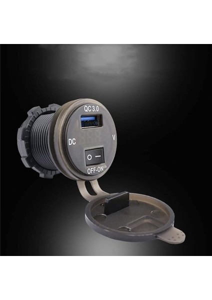 Araç/tekne/motosiklet Için 3.0 USB ( Quick ) Hızlı Şarj - Voltmetre Açma Kapama Anahtarlı 12 - 24 Volt