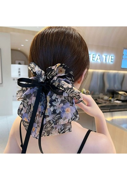 Oryantal Unsurlu Üst Düzey Saten Siyah Köpekbalığı Klipsli Başlık, Başın Arkasında Saç Tokası Kavrayıcı Dekorasyonu (Yurt Dışından)