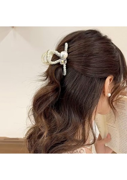 Oryantal Unsurlu Üst Düzey Saten Siyah Köpekbalığı Klipsli Başlık, Başın Arkasında Saç Tokası Kavrayıcı Dekorasyonu (Yurt Dışından)