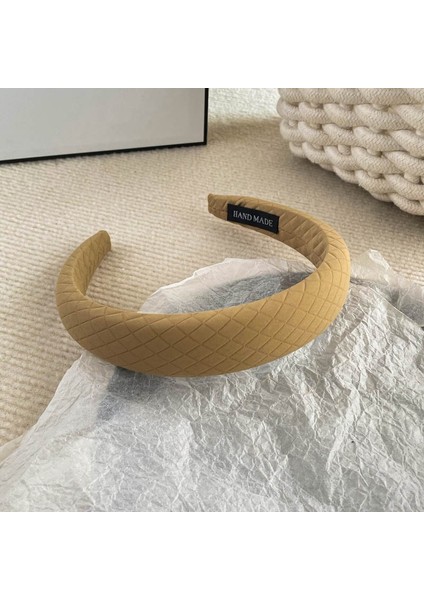 Ilkbahar ve Yaz Şampanyası Maillard Yüksek Kafatası Saten Kafa Bandı, Üst Düzey Kadın Sünger Kafa Bandı, Yeni Geniş Kenarlı Saç Demeti Kafa Bandı (Yurt Dışından)