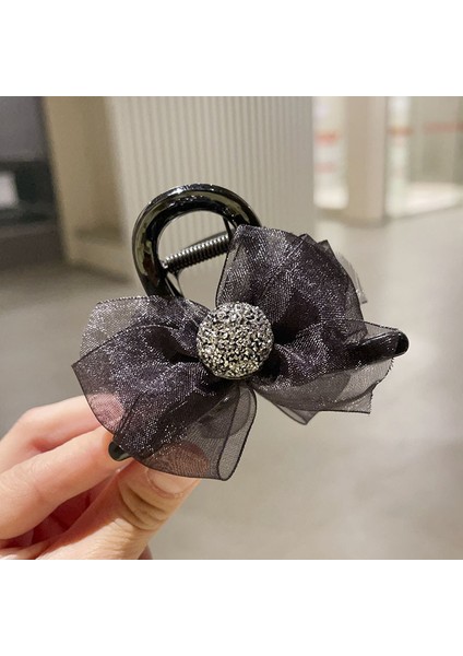 Oryantal Unsurlu Üst Düzey Saten Siyah Köpekbalığı Klipsli Başlık, Başın Arkasında Saç Tokası Kavrayıcı Dekorasyonu (Yurt Dışından)