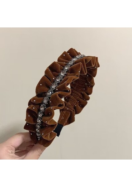 Ilkbahar ve Yaz Şampanyası Maillard Yüksek Kafatası Saten Kafa Bandı, Üst Düzey Kadın Sünger Kafa Bandı, Yeni Geniş Kenarlı Saç Demeti Kafa Bandı (Yurt Dışından)