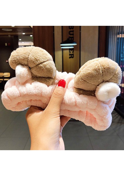 Yüz Yıkama Bandı Yumuşak Sıcak Mercan Polar Hayvan Kulaklar Bayanlar Kafa Bandı Kızlar Başörtüsü Moda Saç Aksesuarları (Yurt Dışından)