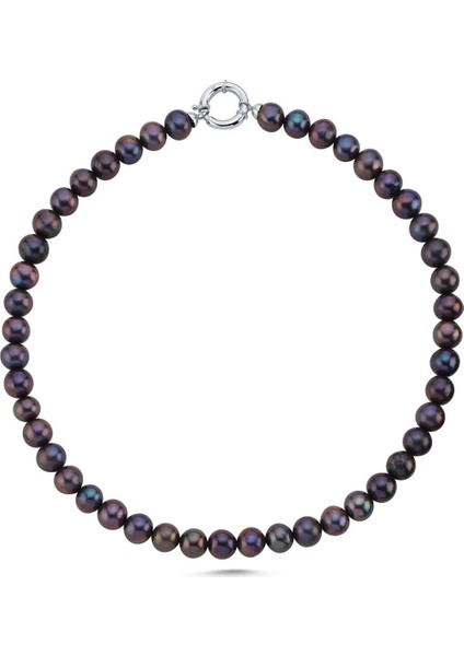 14 Ayar Altın 9 mm Doğal Siyah İnci Kolye