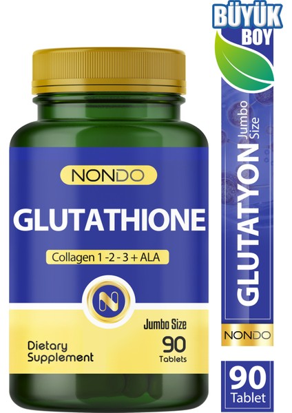 Glutatyon Jumbo 90 Tablet Glutathione Kolajen 1-2-3 Ala Bromelain Hyaluronik Asit