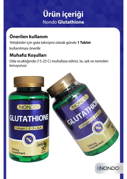 Glutatyon Jumbo 90 Tablet Glutathione Kolajen 1-2-3 Ala Bromelain Hyaluronik Asit