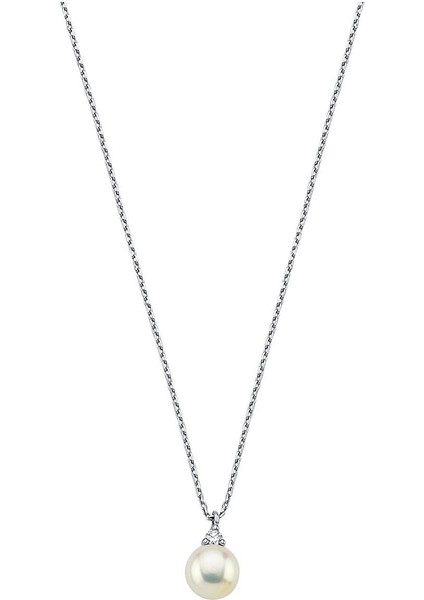 14 Ayar Altın 5 mm Doğal İnci 0,04 ct Pırlantalı Kolye