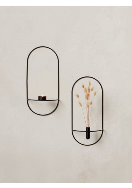 Oval siyah metal duvar çiçeklik, modern dekorasyon için şık ve zarif tasarım indirimleri