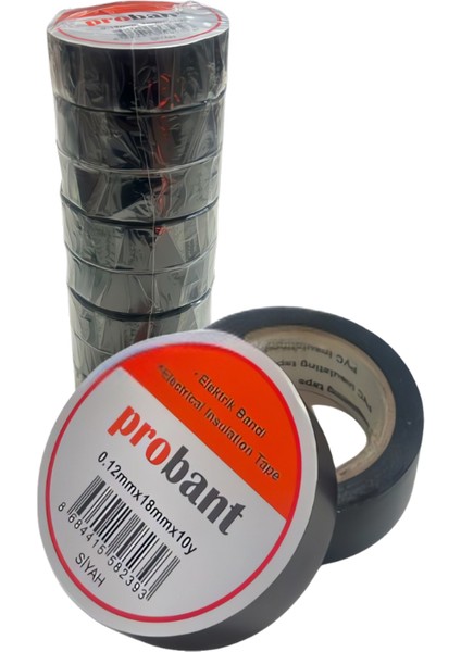 Probant Pvc Elektrik Bandı - 18 mm x 9.1m Siyah 10 Adet