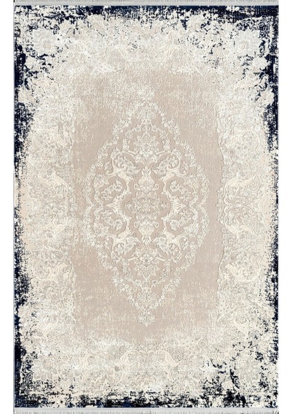 Pier Zen HG01A Krem Lacivert Viskon Akrilik Yumuşak Leke Tutmaz Silinebilir Halı
