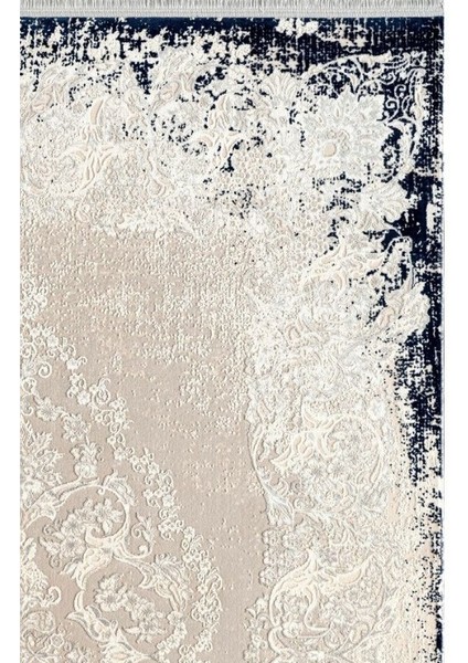 Pier Zen HG01A Krem Lacivert Viskon Akrilik Yumuşak Leke Tutmaz Silinebilir Halı