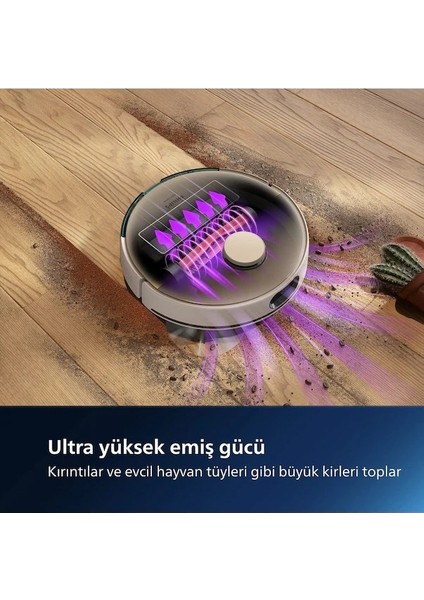Premium 7000 Serisi 5000PA Emiş Gücü 180DK Kullanım Istasyonlu Robot Süpürge