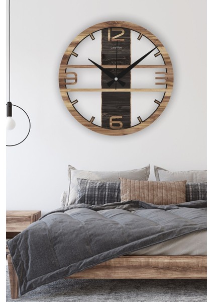 Modern Çok Renkli Ahşap Duvar Saati, 60 cm, Sessiz Mekanizma, Salon Dekoru modelleri