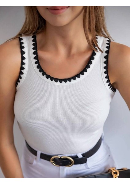 Nakış Işli Fitilli Basic Bluz