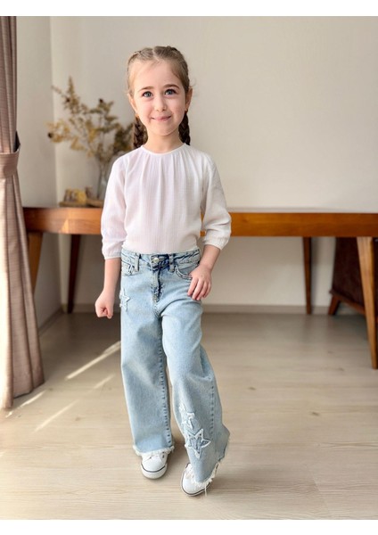Yıldız Nakışlı Boru Paça Kot Pantolonlar