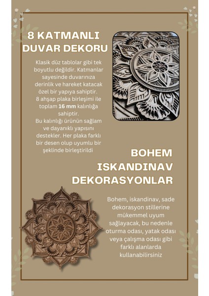 Oryantal Mozaik Ham Ahşap Mandala Duvar Dekoru