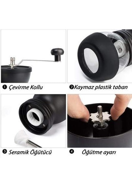 Kahve Değirmeni Öğütücü 2 Hazneli Filtre Kahve