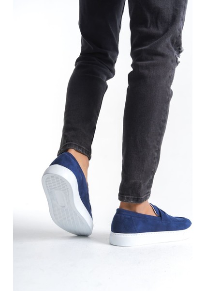 SLW180 Estilo x Bağcıksız Süet Erkek Günlük Klasik Ayakkabı Lacivert fırsatları