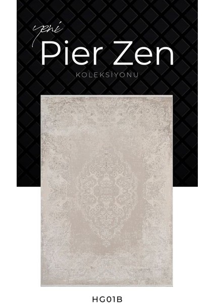 Pier Zen HG01B Krem Vizon Viskon Akrilik Yumuşak Leke Tutmaz Silinebilir Halı