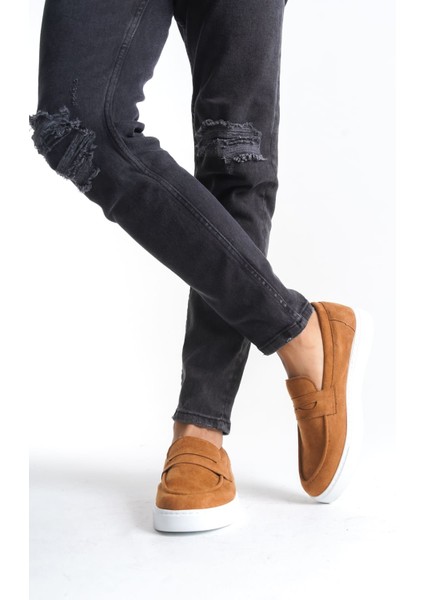 SLW180 Estilo x Bağcıksız Süet Erkek Günlük Klasik Ayakkabı Taba modelleri