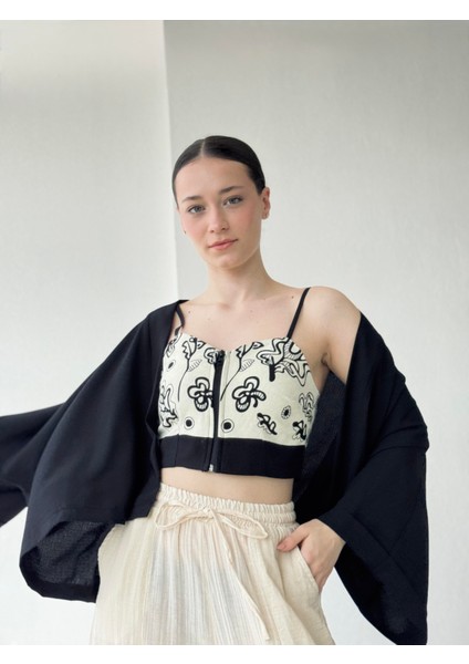 Tasarım Mini Kimono Kadın Siyah Renkli modelleri