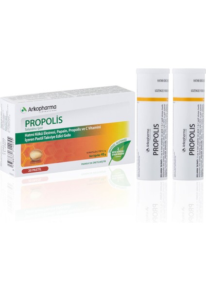 Propolis - Hatmi Kökü Ekstresi, Papain, Propolis ve C Vitamini Içeren Takviye Edici Gıda - 20 Pastil
