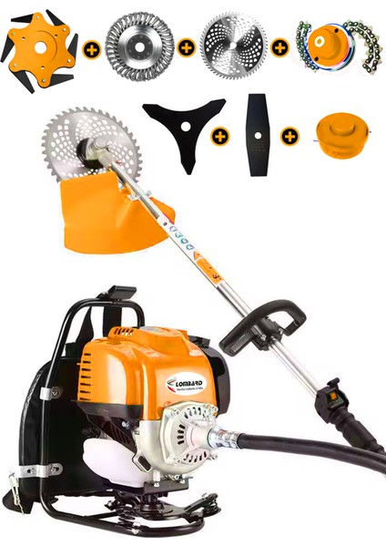 Italia 20 Hp 7 In 1 Sırt Tipi Benzinli Motorlu Ot Çalı Tırpanı Çim Biçme Makinesi Canavar Başlık