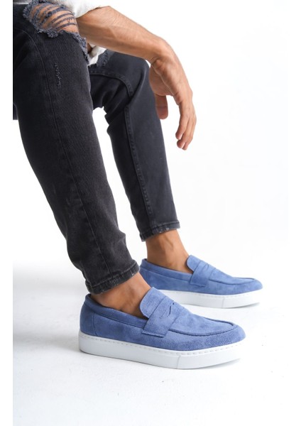 SLW180 Estilo x Bağcıksız Süet Erkek Günlük Klasik Ayakkabı Mavi fiyatları