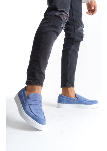 SLW180 Estilo x Bağcıksız Süet Erkek Günlük Klasik Ayakkabı Mavi fırsatları