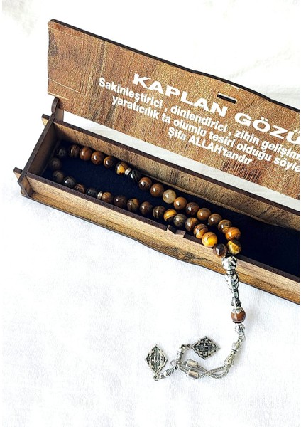 Özel Ahşap Kutulu Kaplan Gözü Taşı Tesbih - Püsküllü Doğal Taş fiyatları