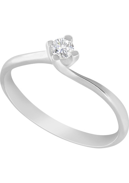 5 mm Zirkon Taşlı Tektaş Gümüş Yüzük EV83