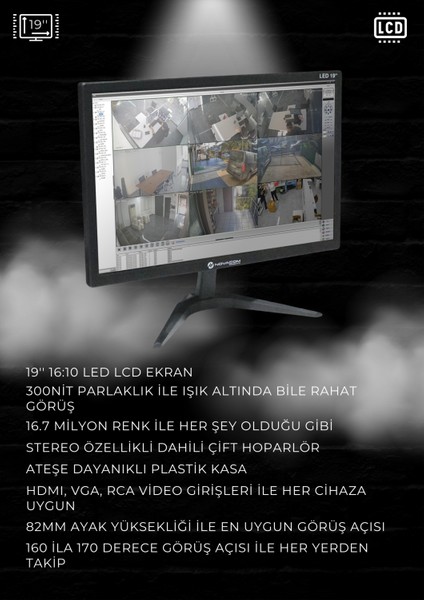 4'lü Monitörlü Hazır Set - 5mp Lens, Renkli