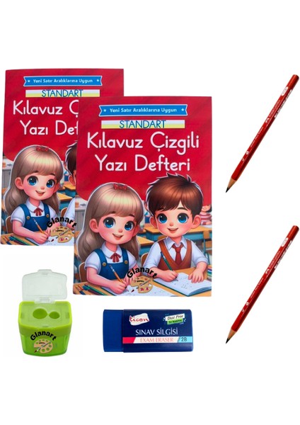 Yeni Müfredat Küçük Boy Klavuz Çizgili Güzel Yazı Defteri ve Jumbo Ilk Kalemim Seti 48 Syf.