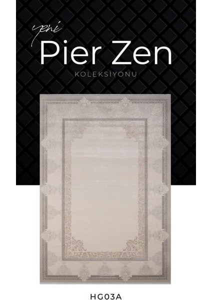 Pier Zen HG03A Krem Gri Viskon Akrilik Yumuşak Leke Tutmaz Silinebilir Halı