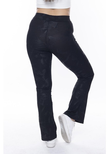 Siyah Basklı Ispanyol Paça Tayt indirimleri