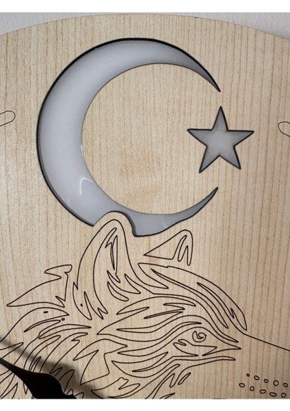 Ahşap Desenli Duvar Saati - Bozkurt - Epoksi Reçine Kaplamalı - 40 cm