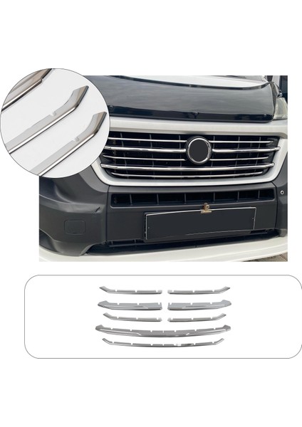 Fiat Ducato Uyumlu 2015-2023 Krom Ön Panjur 8 Parça Paslanmaz Çelik